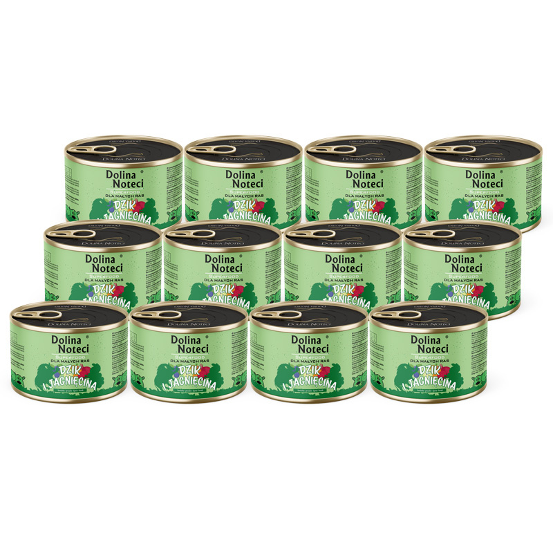 Dolina Noteci Superfood Karma mokra dla psów małych ras dzik i jagnięcina zestaw 12 x 185 g