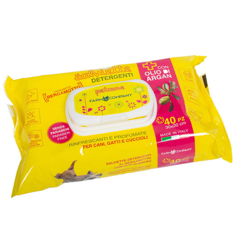 Farm Company Chusteczki do czyszczenia dla zwierząt z olejkiem arganowym i bergamotką 40 szt.
