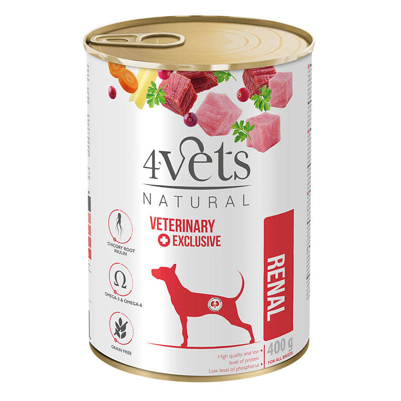 Mokra karma weterynaryjna dla psa z niewydolnością nerek 4Vets Natural Renal 400 g
