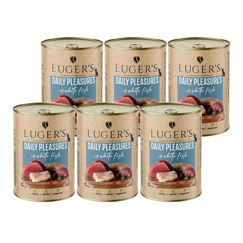 Karma mokra dla kota Luger's Daily Pleasures z białą rybą zestaw 6 x 400 g