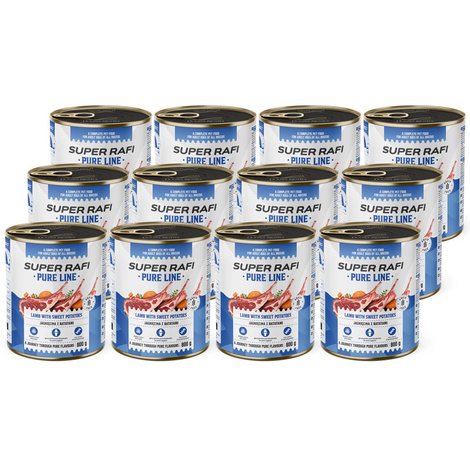 Super Rafi Pure Line Mokra karma dla psa - jagnięcina z batatami zestaw 12 x 800 g
