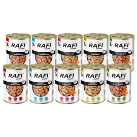 Mokra karma dla psa Rafi Classic mix smaków zestaw 10 x 1240 g