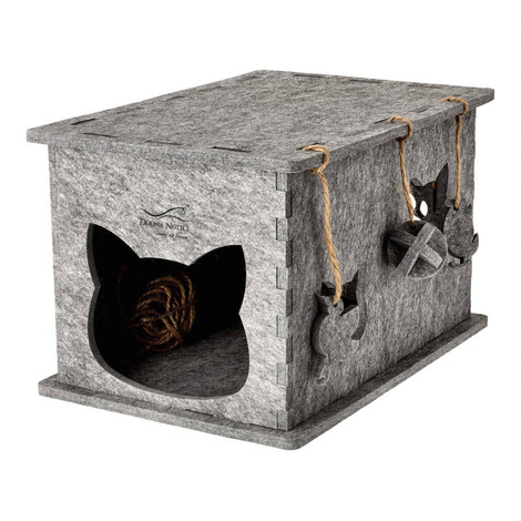 Domek z filcu dla kota Dolina Noteci szary 32 x 37 x 54 cm