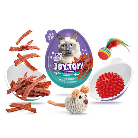 Joy&Toy Jajko niespodzianka 2w1 dla kota przekąska o smaku tuńczyka + zabawka