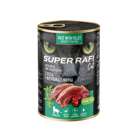 Karma mokra dla kotów sterylizowanych Super Rafi Cat z gęsią i wątróbką z indyka 400 g