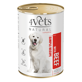 Mokra karma 4Vets Natural dla psa z wołowiną puszka 400 g