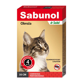 Obroża przeciw pchłom Sabunol dla kota czerwona 35 cm