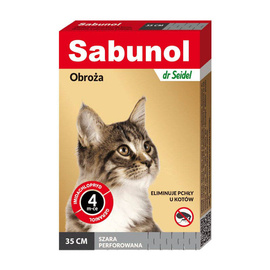Obroża przeciw pchłom Sabunol dla kota szara 35cm