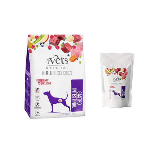 4Vets Natural Gastro Intestinal karma suszona dla psów z zaburzeniami trawienia 1 kg + karma suszona Gastro Intestinal 150 g GRATIS