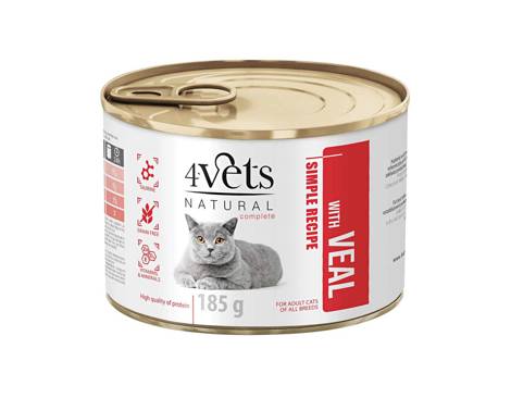 4Vets Natural z cielęciną dla kota 185 g