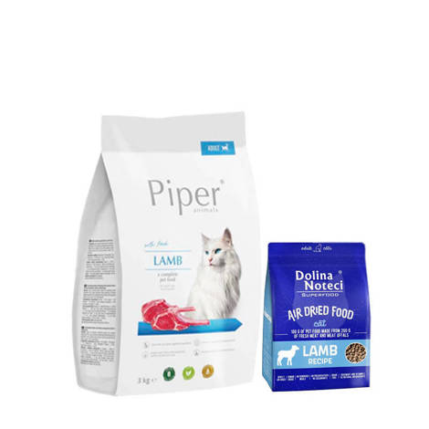 Karma sucha dla kota Piper Animals z jagnięciną 3 kg + Dolina Noteci Superfood danie z jagnięciny karma suszona dla kota 1 kg