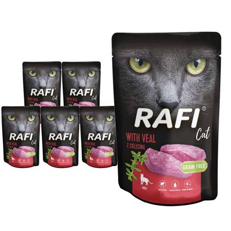 Mokra karma dla kota Rafi Cat Adult z cielęciną zestaw 10 x 100 g