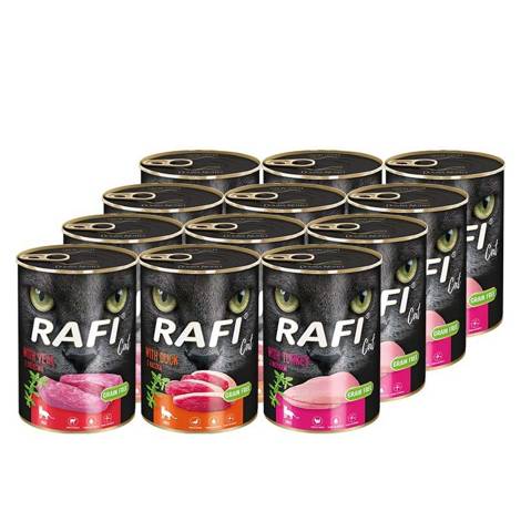 Mokra karma dla kotów dorosłych Rafi Cat mix 12 x 400 g
