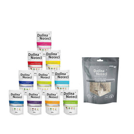 Mokra karma dla psa Dolina Noteci Premium Mix 30 x 500 g + gratis Dolina Noteci Natural Treats Cod Skin skóra dorsza przysmak dla psa 40 g