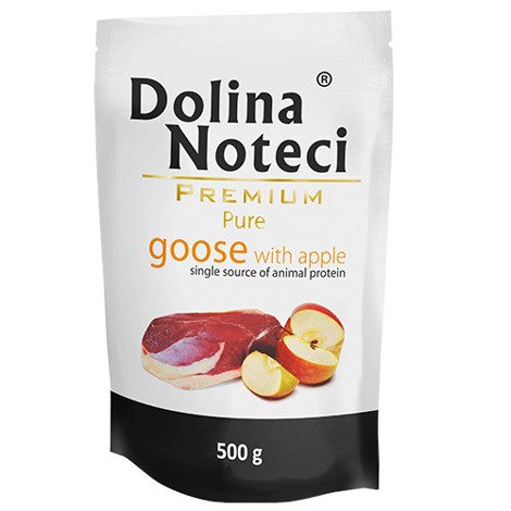 Mokra karma dla psa alergika Dolina Noteci Premium Pure bogata w gęś z jabłkiem saszetka 500 g