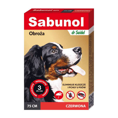 Obroża przeciw pchłom Sabunol GPI dla psa czerwona 75cm