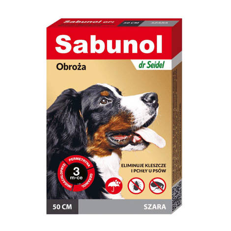 Obroża przeciwko pchłom Sabunol GPI dla psa szara 50cm