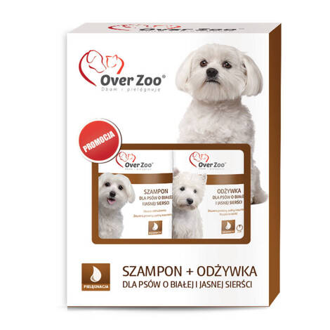 Over Zoo Zestaw dla psów o białej i jasnej sierści szampon 250 ml + odżywka 240 ml