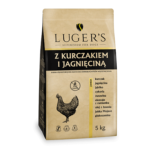 Sucha karma dla psa Luger’s  z kurczakiem i jagnięciną  worek 5 kg
