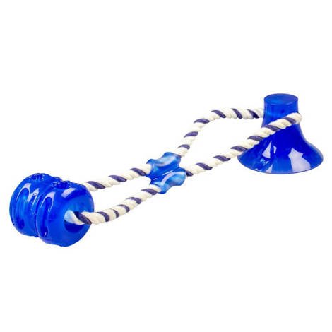 Zabawka Duvo+ gumowa z przyssawką + sznur Niebieska