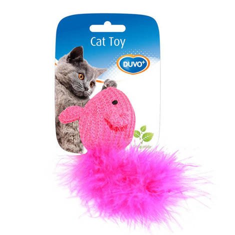 Zabawka dla kota Duvo+ Myszka z wełny z piórkiem