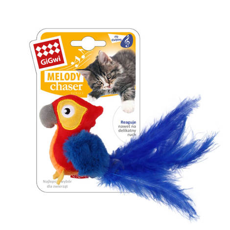 Zabawka dla kota - papuga z dźwiękiem