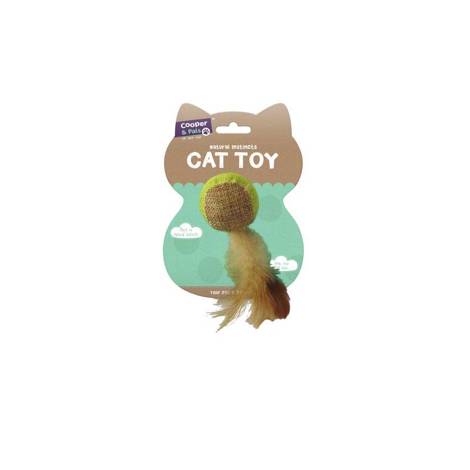 Zabawka dla kota piłka z piórkami