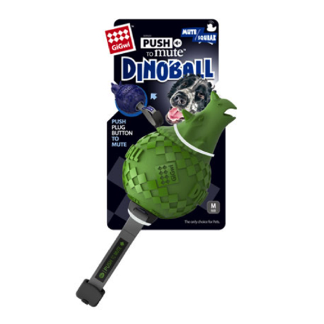 Zabawka dla psa GiGwi Push to Mute Dinoball Triceratops - dinozaur zielony
